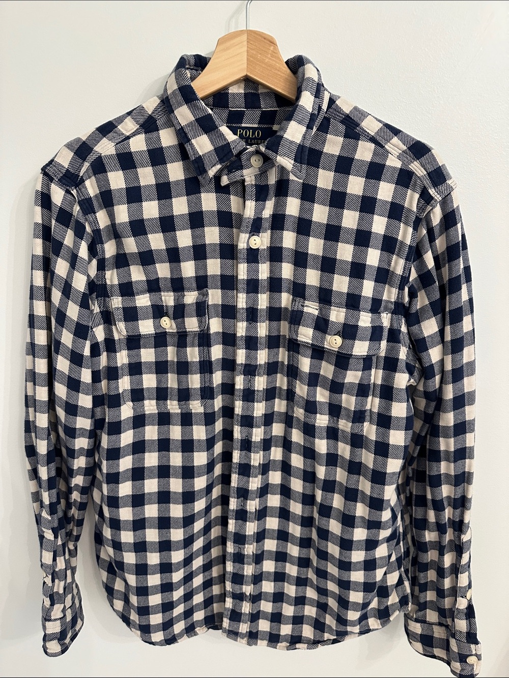 Polo by Ralph Lauren Navy & White Gingham Flannel Button-Down Shirt